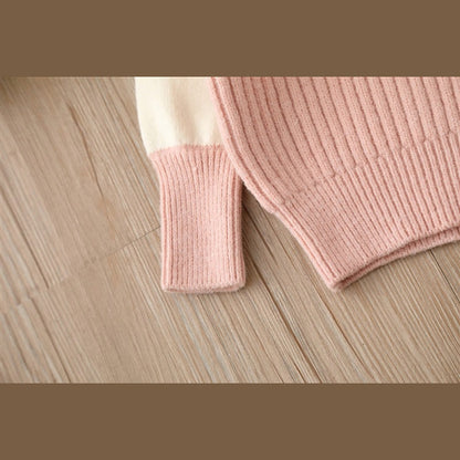 MyKids-USA® Baby Solid Color Bow Patched Sweater With Pants Sets