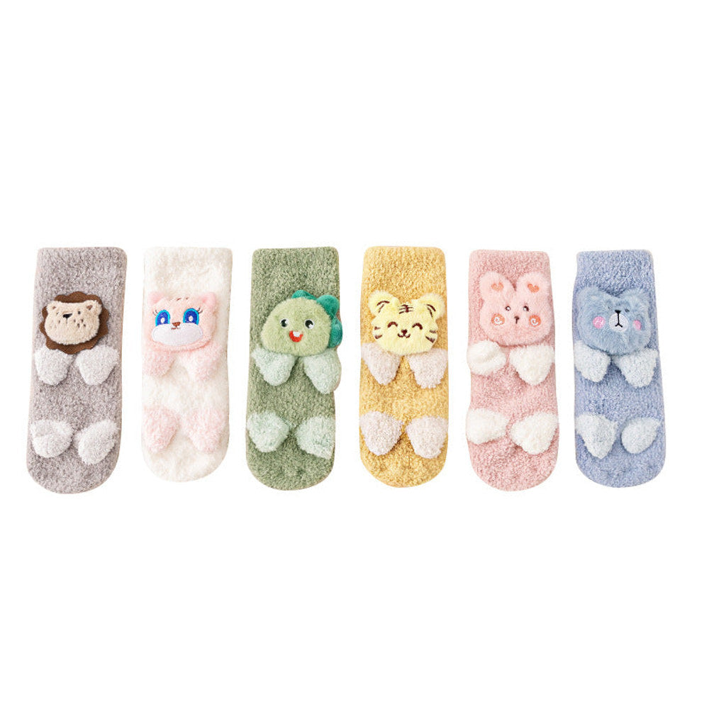 MyKids-USA® Baby Cartoon Animal Graphic Thermal Plush Design Long Tube Socks