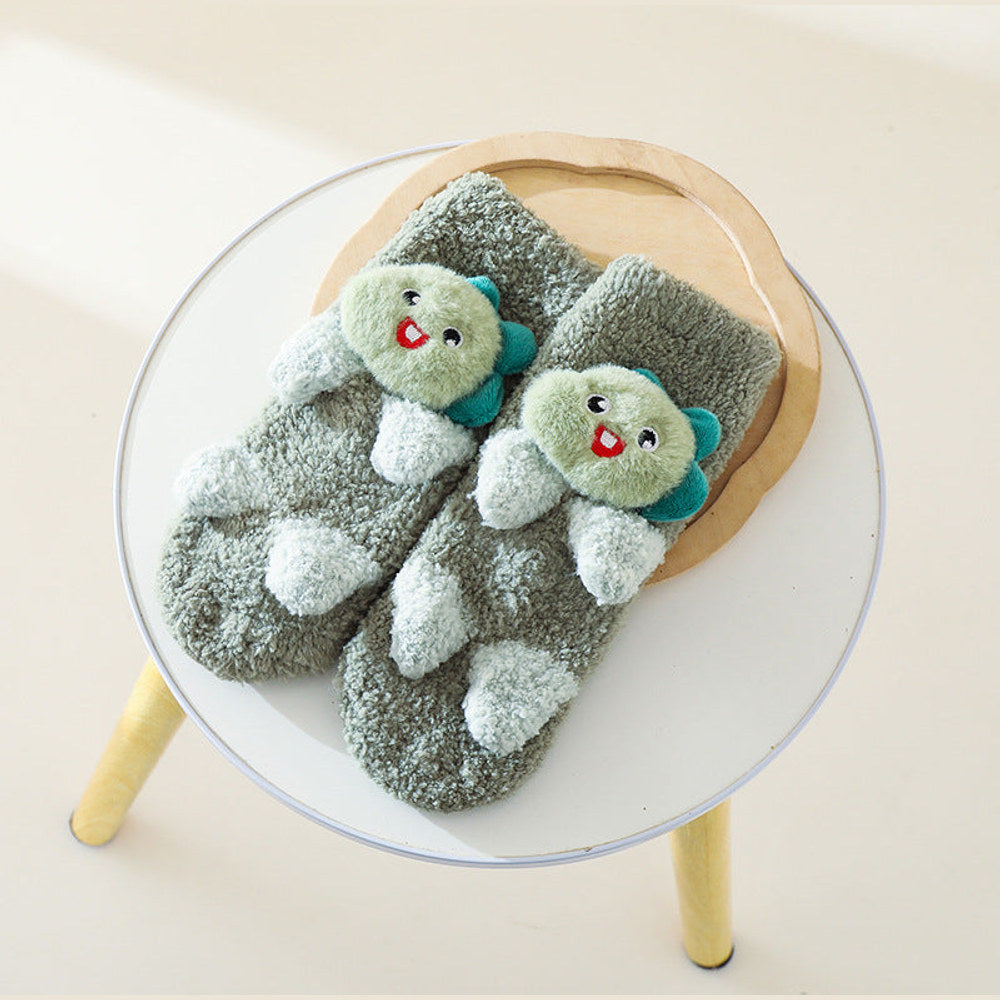 MyKids-USA® Baby Cartoon Animal Graphic Thermal Plush Design Long Tube Socks