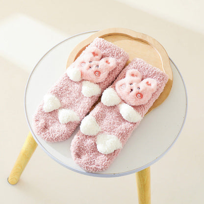 MyKids-USA® Baby Cartoon Animal Graphic Thermal Plush Design Long Tube Socks