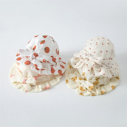 MyKids-USA® Baby Printed Pattern Bow Belt Decoration Lace Design Hats