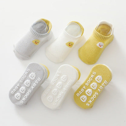 MyKids-USA® Kid Embroidered Pattern Color Matching Design Non-Slip Socks 1 Lot =3 Pairs