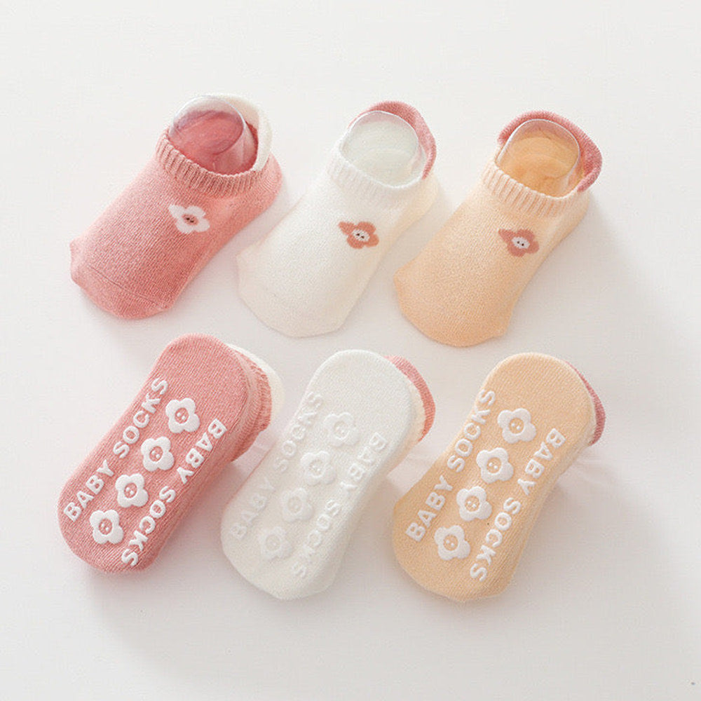 MyKids-USA® Kid Embroidered Pattern Color Matching Design Non-Slip Socks 1 Lot =3 Pairs