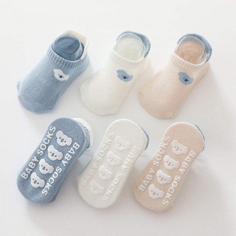 MyKids-USA® Kid Embroidered Pattern Color Matching Design Non-Slip Socks 1 Lot =3 Pairs