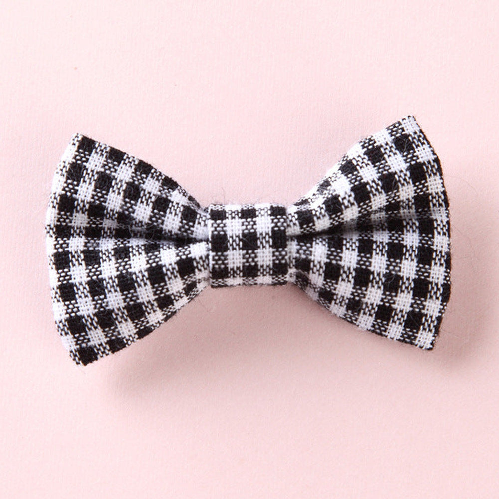 MyKids-USA® Girls Plaid Pattern Bow Tie Hair Fabric 2 pc. Clips Handmade Accessory