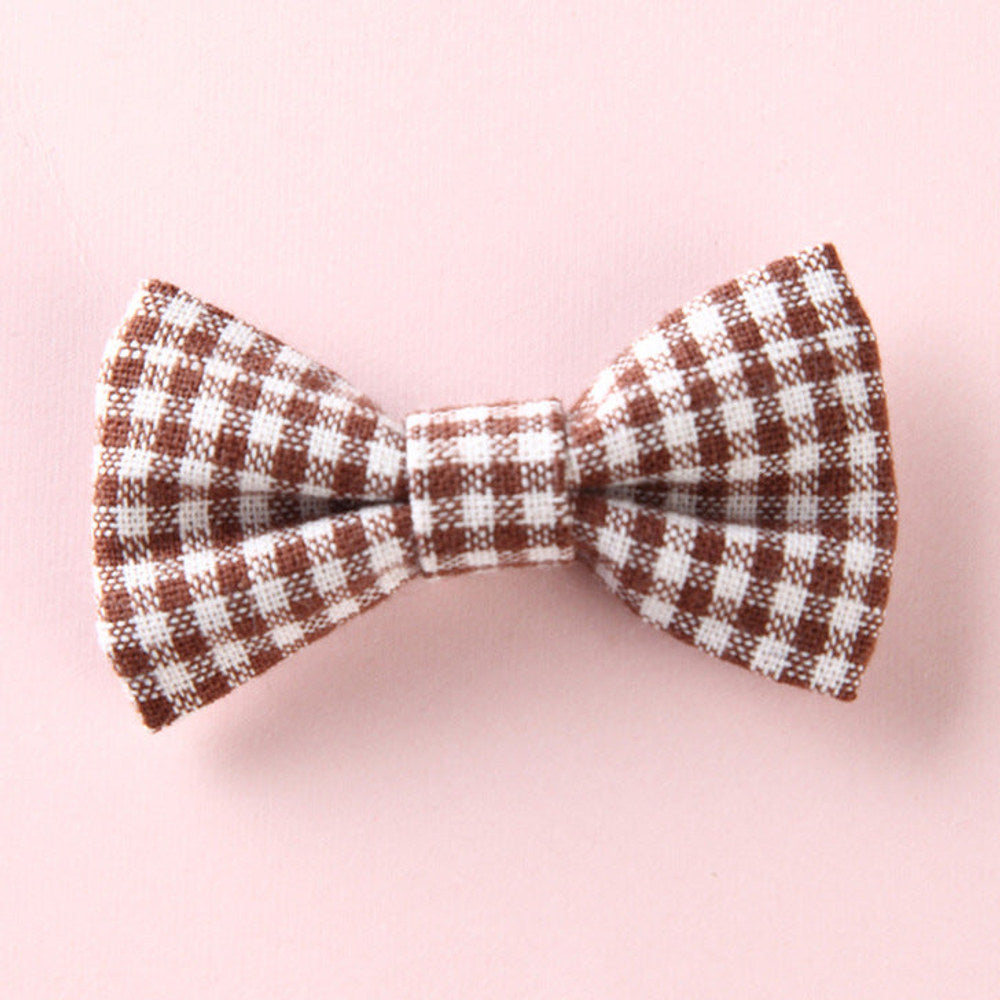 MyKids-USA® Girls Plaid Pattern Bow Tie Hair Fabric 2 pc. Clips Handmade Accessory