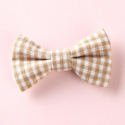 MyKids-USA® Girls Plaid Pattern Bow Tie Hair Fabric 2 pc. Clips Handmade Accessory