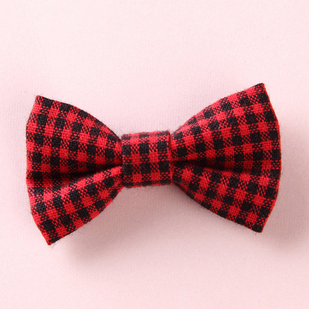 MyKids-USA® Girls Plaid Pattern Bow Tie Hair Fabric 2 pc. Clips Handmade Accessory