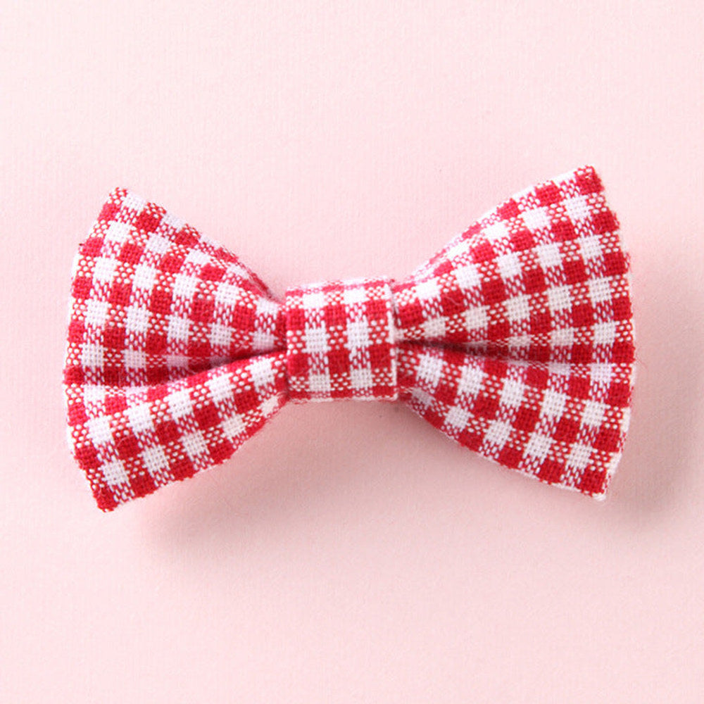 MyKids-USA® Girls Plaid Pattern Bow Tie Hair Fabric 2 pc. Clips Handmade Accessory