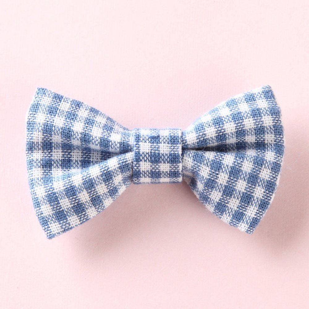 MyKids-USA® Girls Plaid Pattern Bow Tie Hair Fabric 2 pc. Clips Handmade Accessory