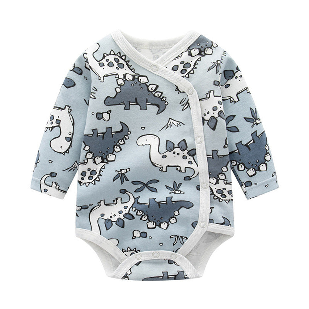 MyKids-USA® Baby Cartoon Print Pattern Side Button Design Long Sleeve bodysuit