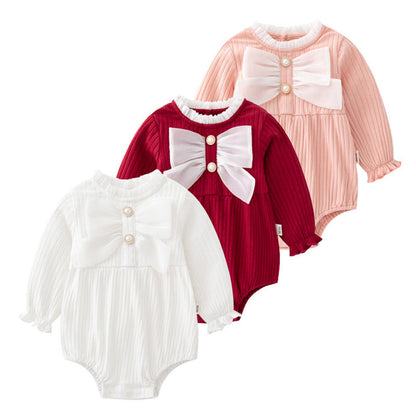MyKids-USA® Baby Solid Color Big Bow Patched Design Beautiful Princess bodysuit