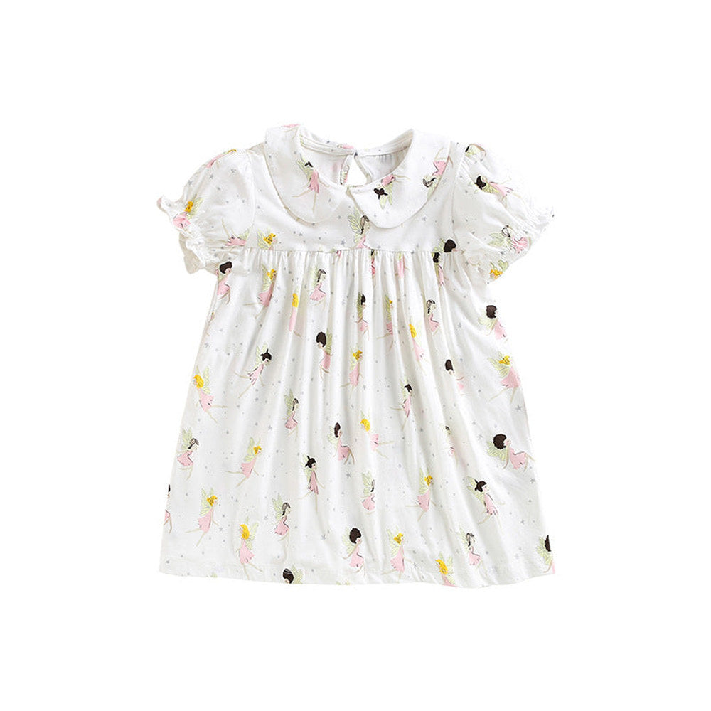 MyKids-USA® Baby Girl Cartoon Print Pattern Doll Neck Princess Dress