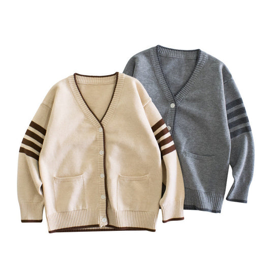 MyKids-USA® Baby Solid Color V-Neck Single Breasted Design Cardigan