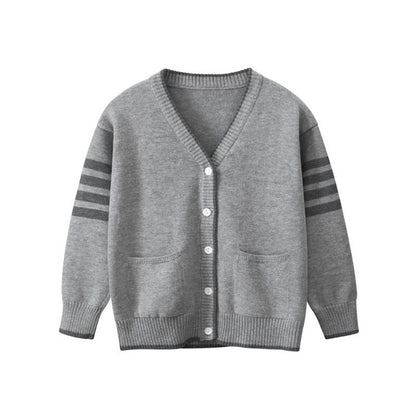 MyKids-USA® Baby Solid Color V-Neck Single Breasted Design Cardigan