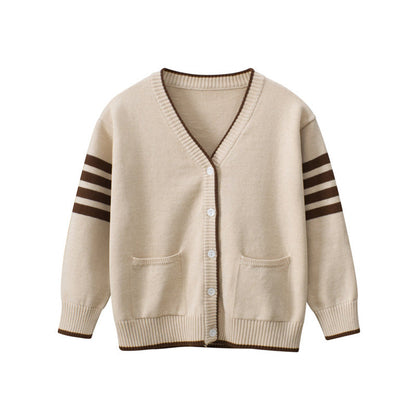 MyKids-USA® Baby Solid Color V-Neck Single Breasted Design Cardigan