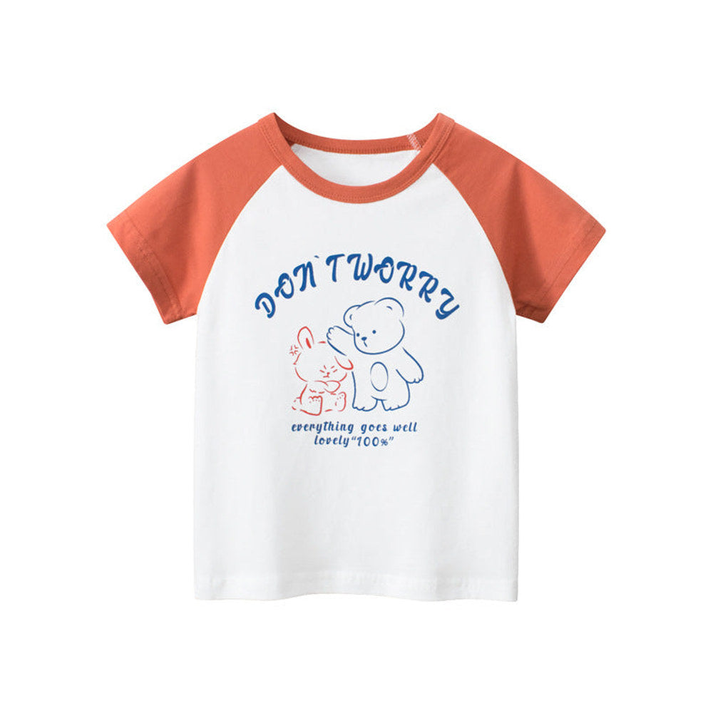 MyKids-USA® Baby Print Pattern Colorblock Design O-Neck Tee
