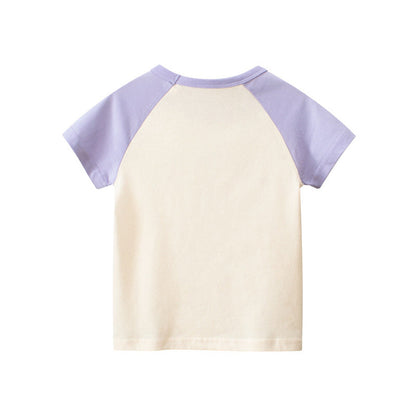 MyKids-USA® Baby Print Pattern Colorblock Design O-Neck Tee