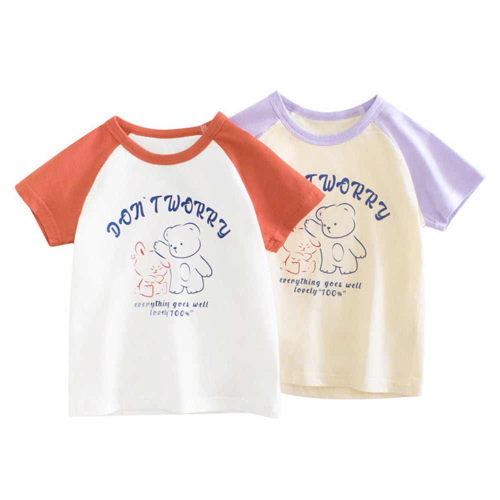 MyKids-USA® Baby Print Pattern Colorblock Design O-Neck Tee