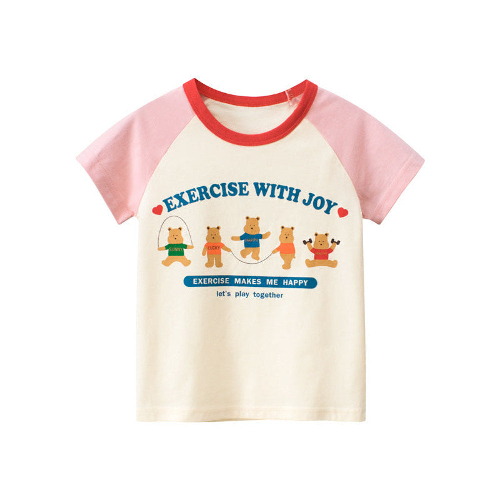 MyKids-USA® Baby Cartoon Bear Graphic Colorblock Design T-Shirt