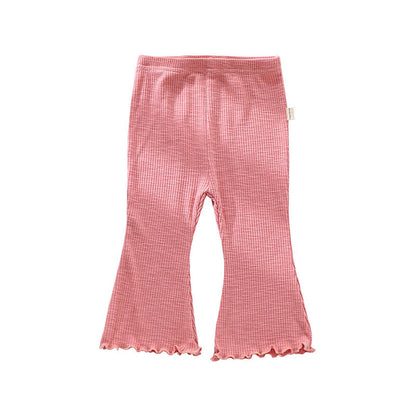 MyKids-USA® Baby Girl Solid Color Autumn Bell-Bottomed Pants