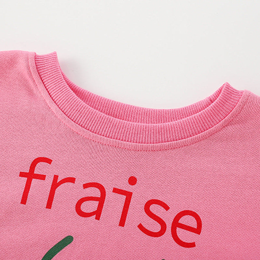 MyKids-USA® Baby Girl Strawberry Print Pattern Crewneck Terry Hoodies
