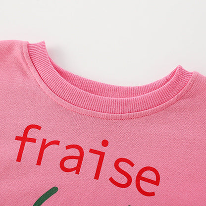 MyKids-USA® Baby Girl Strawberry Print Pattern Crewneck Terry Hoodies