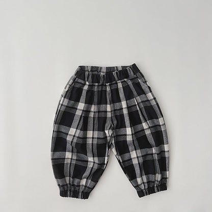 MyKids-USA® Baby Classic Plaid Pattern Loose Cotton Trousers