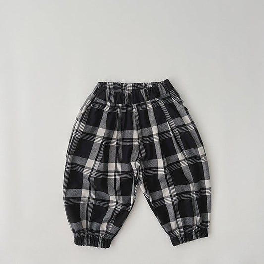 MyKids-USA® Baby Classic Plaid Pattern Loose Cotton Trousers