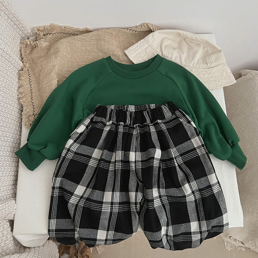MyKids-USA® Baby Classic Plaid Pattern Loose Cotton Trousers