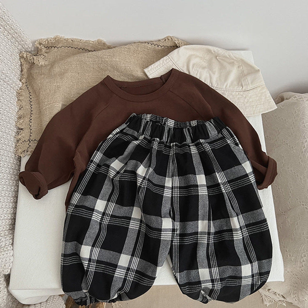 MyKids-USA® Baby Classic Plaid Pattern Loose Cotton Trousers