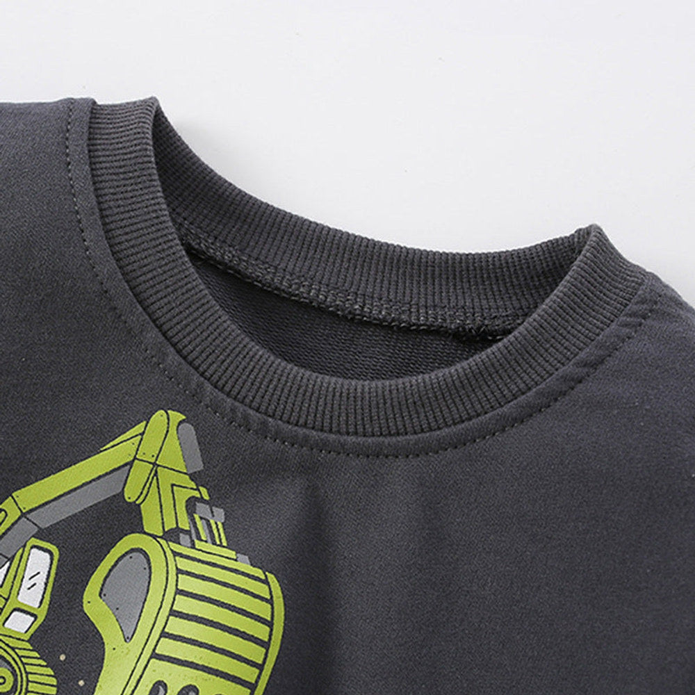 MyKids-USA® Baby Boy Excavator Print Pattern Comfy Cotton Hoodies