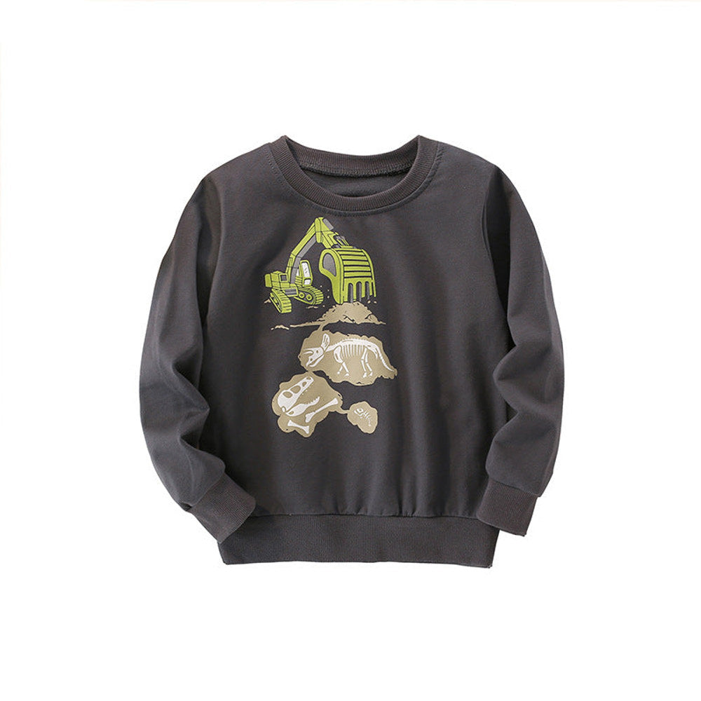 MyKids-USA® Baby Boy Excavator Print Pattern Comfy Cotton Hoodies