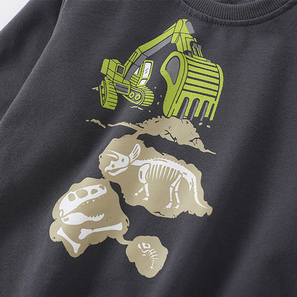 MyKids-USA® Baby Boy Excavator Print Pattern Comfy Cotton Hoodies