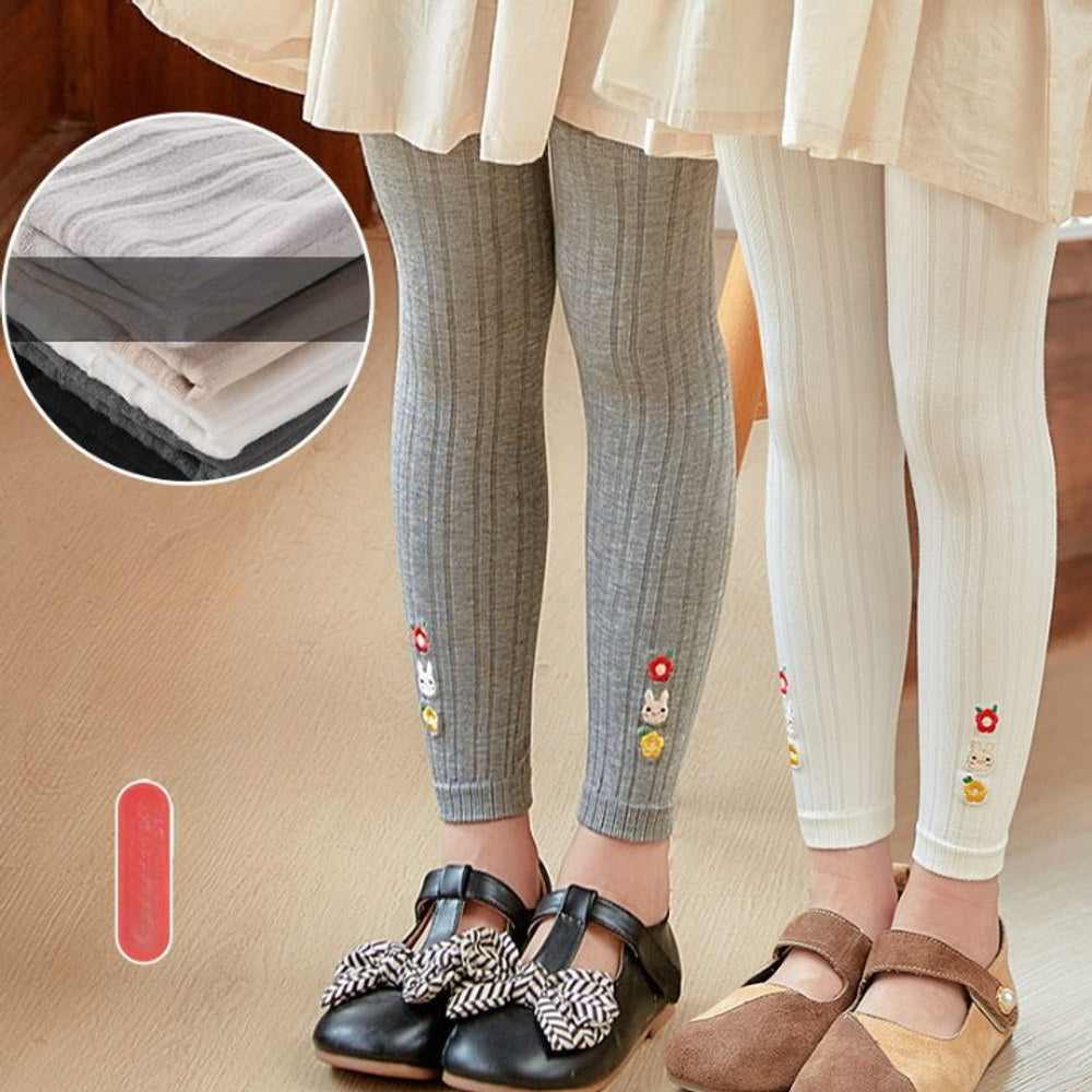 Baby Girl Embroidered Pattern Solid Color Soft Cotton Leggings