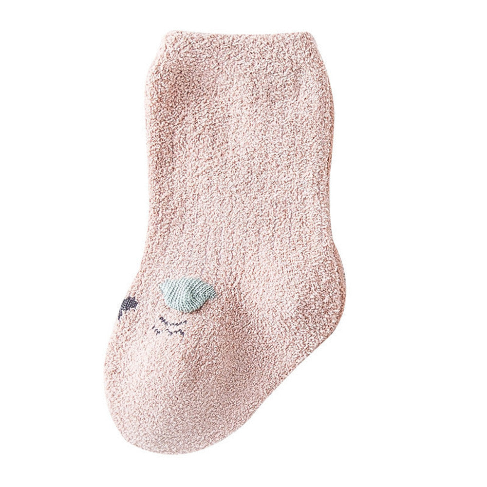 MyKids-USA® Baby Cartoon Pattern Coral Fleece Comfy Mid-Tube Socks