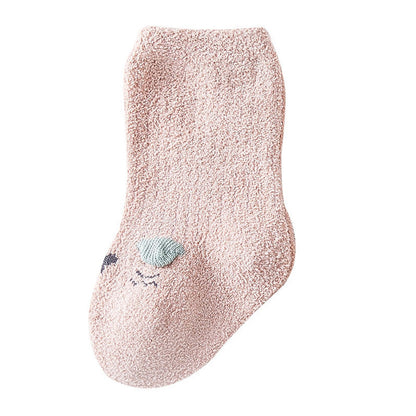 MyKids-USA® Baby Cartoon Pattern Coral Fleece Comfy Mid-Tube Socks