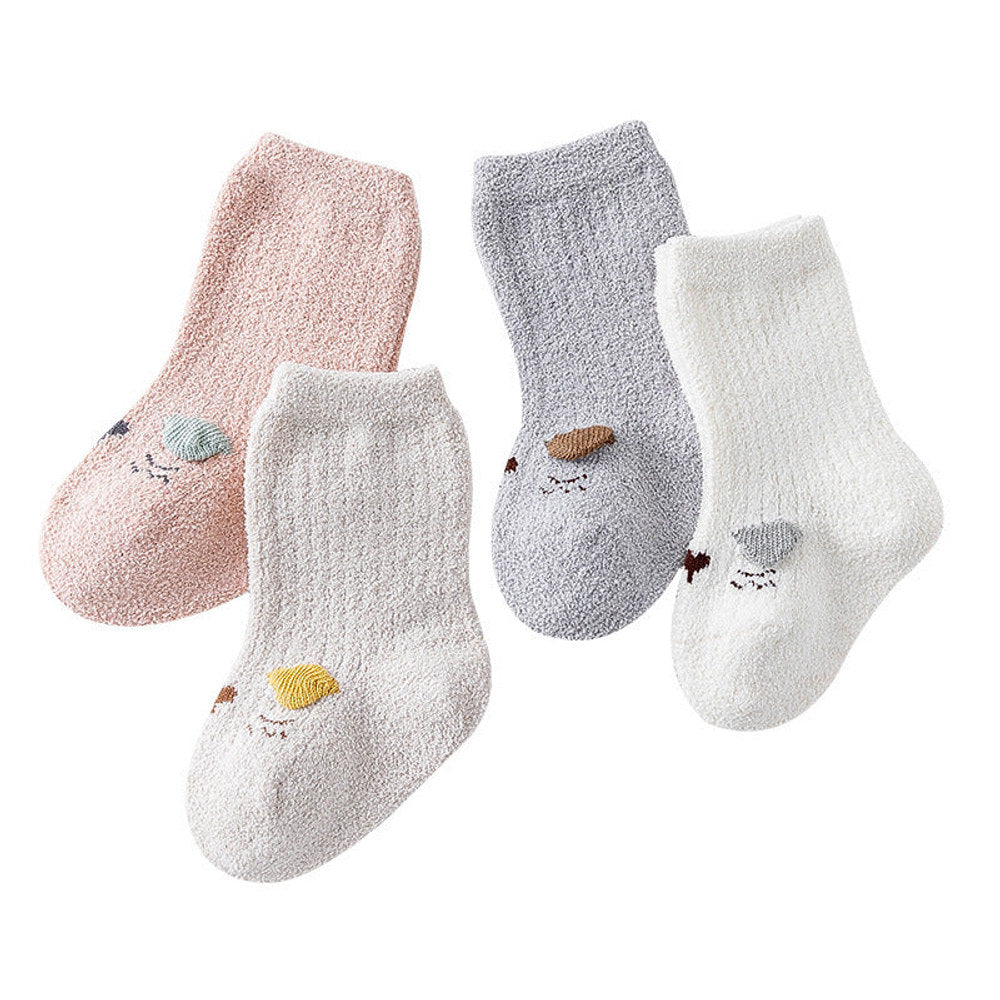 MyKids-USA® Baby Cartoon Pattern Coral Fleece Comfy Mid-Tube Socks