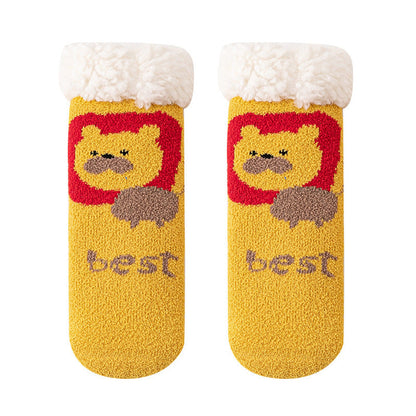 MyKids-USA® Baby Cartoon Pattern Thickened Lambswool Coral Fleece Socks