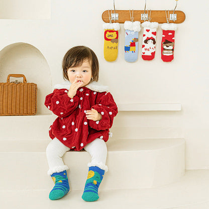 MyKids-USA® Baby Cartoon Pattern Thickened Lambswool Coral Fleece Socks