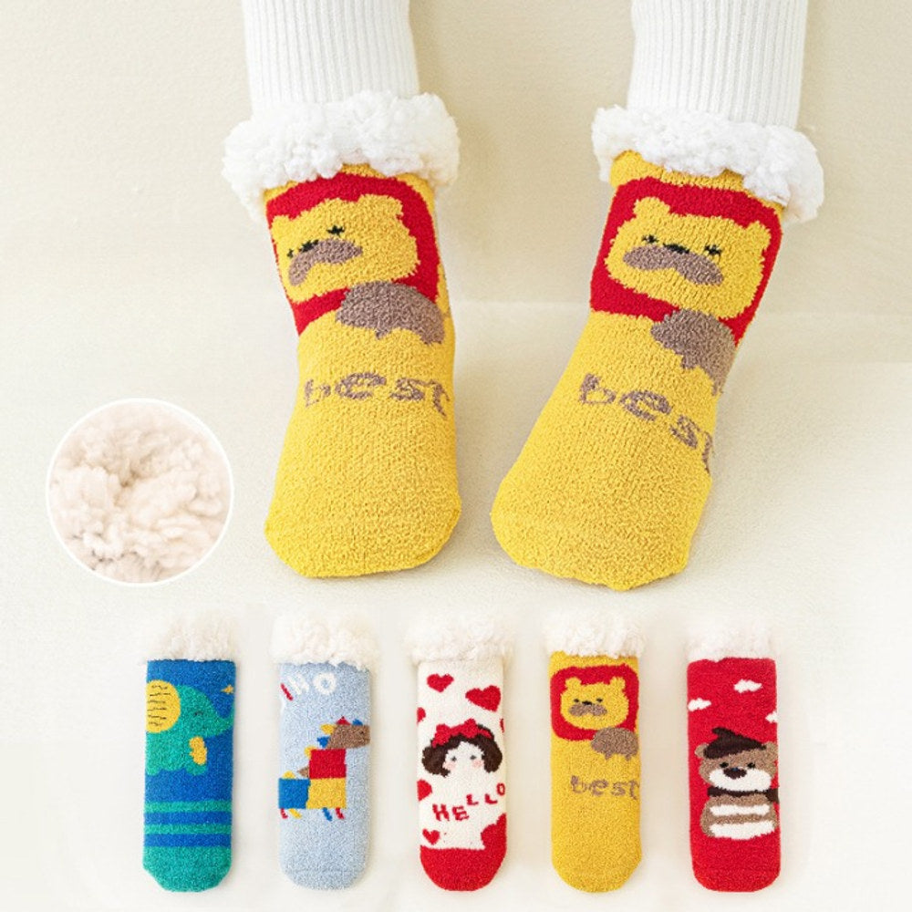 MyKids-USA® Baby Cartoon Pattern Thickened Lambswool Coral Fleece Socks