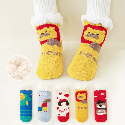 MyKids-USA® Baby Cartoon Pattern Thickened Lambswool Coral Fleece Socks