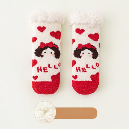 MyKids-USA® Baby Cartoon Pattern Thickened Lambswool Coral Fleece Socks