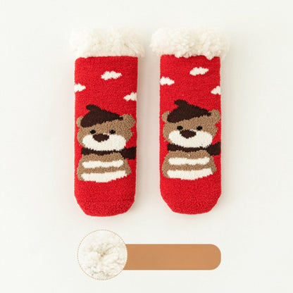 MyKids-USA® Baby Cartoon Pattern Thickened Lambswool Coral Fleece Socks