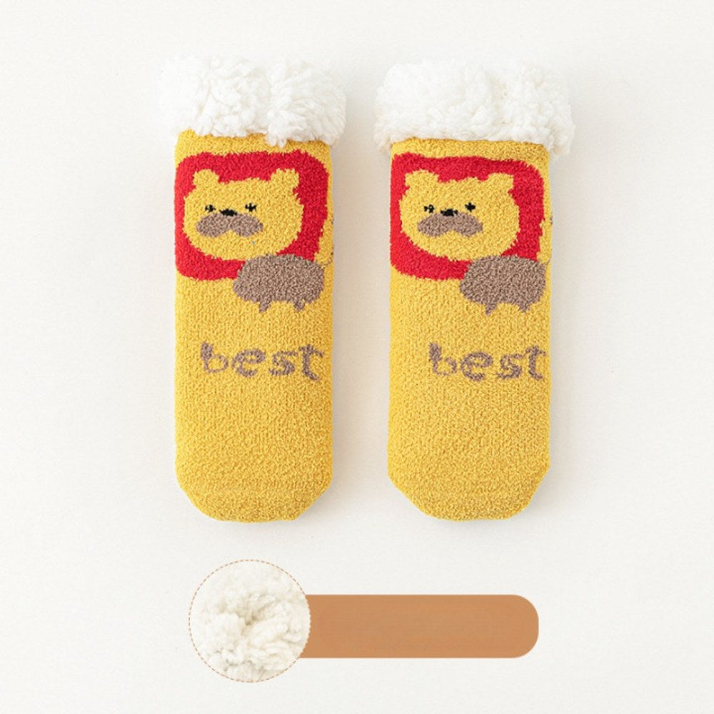 MyKids-USA® Baby Cartoon Pattern Thickened Lambswool Coral Fleece Socks