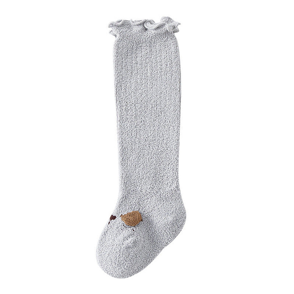 MyKids-USA® Baby Cartoon Design Coral Fleece Wooden Ear Thickened Long Tube Socks