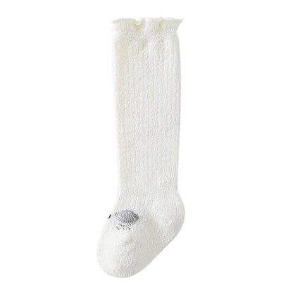 MyKids-USA® Baby Cartoon Design Coral Fleece Wooden Ear Thickened Long Tube Socks
