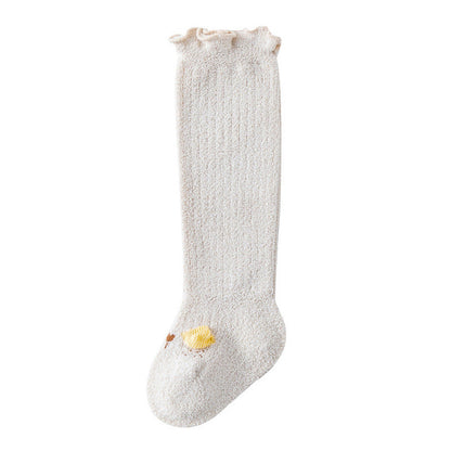MyKids-USA® Baby Cartoon Design Coral Fleece Wooden Ear Thickened Long Tube Socks
