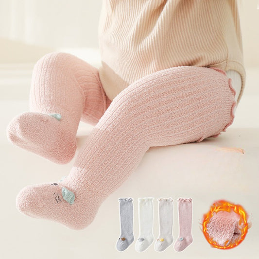 MyKids-USA® Baby Cartoon Design Coral Fleece Wooden Ear Thickened Long Tube Socks