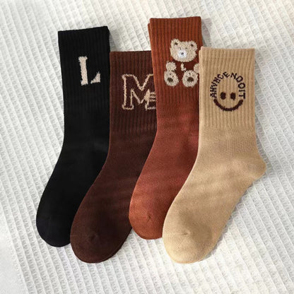 MyKids-USA® Baby Cartoon Pattern Mid-Tube Soft Cotton Fashion Socks 1 Bag=4 Pairs